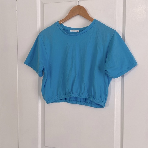 Baby Blue T-Shirt Crop Top - Picture 1 of 3